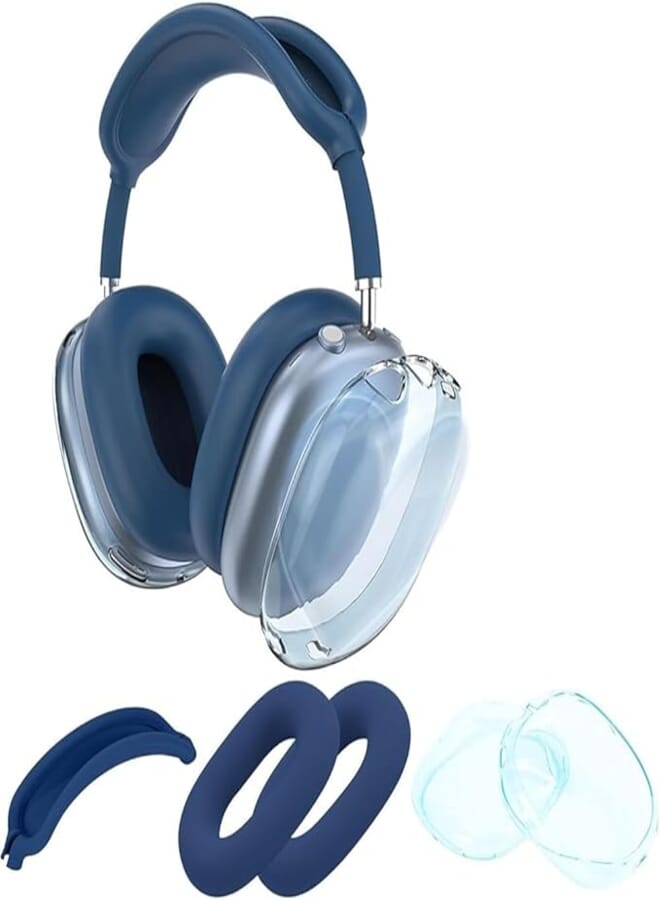 GQ 3 In 1 Silicone Protective Case Cover for AirPods Max Headphones, Anti-Scratch Dustproof Ear Pad Ear Cups Headband Protector Compatible with AirPod Max, Ultra Soft TPU Protection Accessories